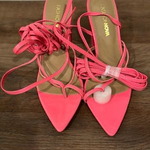 Fashion nova knee high heeled sandals